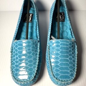 AJ Valenci Faux Snakeskin Wedge Leather Loafers Slip On Shoes Sz 7.5 M